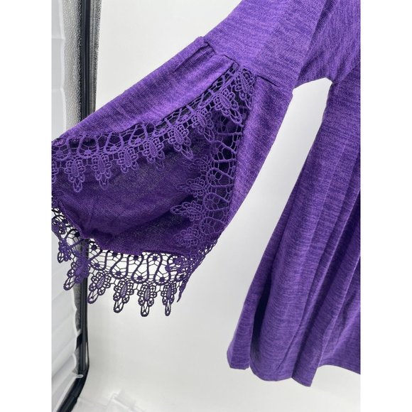 NWT Women’s Sweater‎ XL Purple Open Sleeve Lace Tunic Super Soft Pullover - Picture 6 of 10